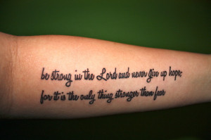 Spiritual Text Forearm Tattoo