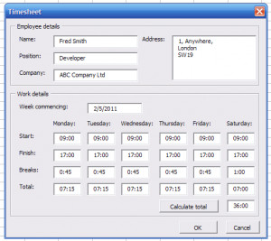 Excel timesheet