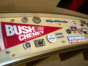 Campaign memorabilia at George W. Bush Presidential Center in Dallas