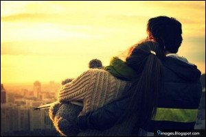 Hug, sad, couple, love, sunset