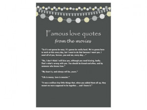 Famous Love Quotes from Movies, Rustic Bridal Shower Activities ...