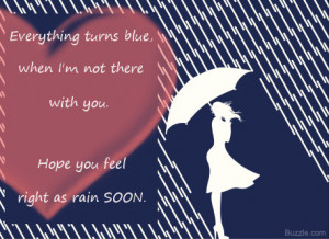 Girl Under Umbrella Get Well Soon Message for Boyfriend