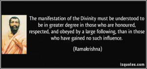 The manifestation of the Divinity must be understood to be in greater ...