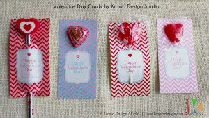 designed four different chevron themed printable Valentine Day Cards