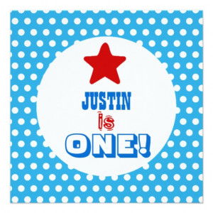 First Birthday One Year Old Blue Polka Dots V02A Personalized ...