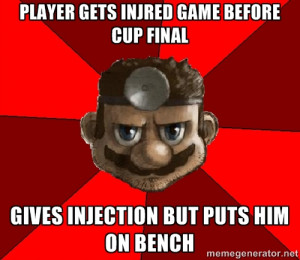 Evil Doctor - player gets injred game before cup final gives injection ...