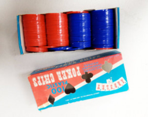 Vintage Poker Chips - Red White Blu e ...