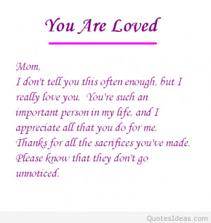 love you mom, special quotes just for you!