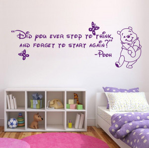 Winnie The Pooh Quote Ever Stop Think Wall Sticker Decal Vinyl Decor ...