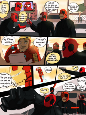 iron man Deadpool myart spider-man Daredevil team red
