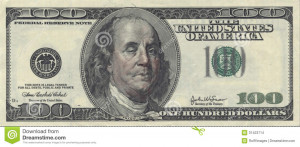 Stock Images: US Hundred Dollar bill with Drunken Ben