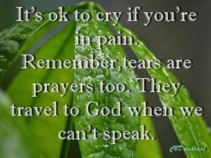 ... , tears are prayers too. They travel to God when we can't speak