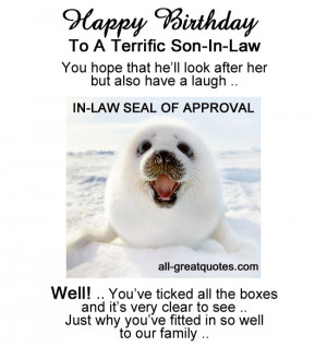Happy Birthday Son-In-Law Cards – Son-In-Law Seal Of Approval