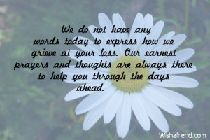 words today to express how we grieve at your loss. Our earnest prayers ...