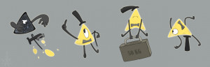 Four Bill Ciphers from Gravity Falls all doing different things,...