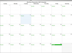 Coincidentally, this is my October 2012 schedule. Yeaaah Rick Rossssss ...