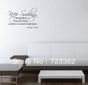Marilyn Monroe Quote Keep Smiling Because Life Is Beautiful Vinyl Wall ...