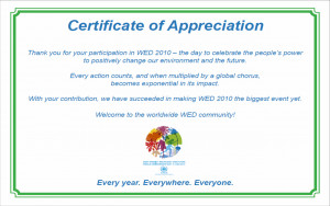 UNEP sent us a Certificate of Appreciation for participating in WED ...