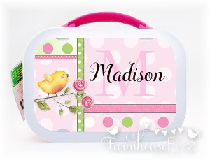 Birdies Lunch Box ~ Penelope Pink & Yellow