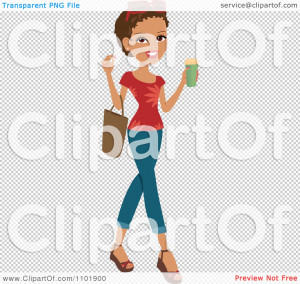 Clipart Stylish African American Or Hispanic Woman Holding A Beverage