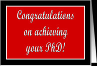 Red and black PhD graduation congratulations script card Product