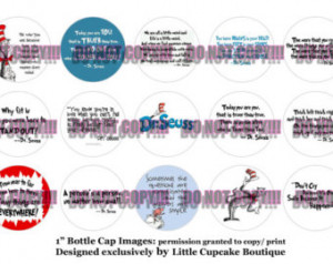 Dr. Seuss Quotes 4x6 Sheet of 1&quo t; Inch Circles~ Quality Bottle ...