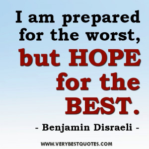 Inspirational Quotes - I am prepared for the worst, but hope for the ...