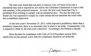 ... Court Orders Fresno to Issue Ballot Title for Water Rate Petition
