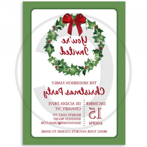 Holiday Christmas Wreath Party Invitation