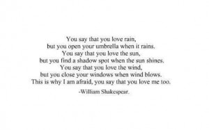 Shakespeare quote about fearing love.