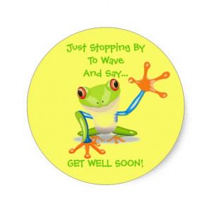 Cute Frog Funny Animal Kids Get Well Soon Round Stickers