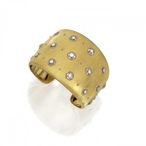 18 Karat Two Color Gold and Diamond Cuff Bracelet Buccellati photo