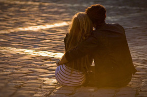couple, cute, hug, love, sun, sunset