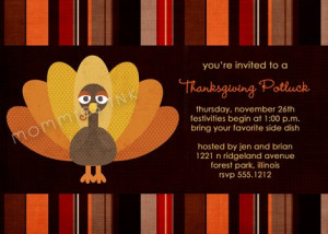 Tom turkey thanksgiving potluck invite printable invitation design Aa ...