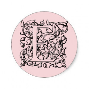 Vintage Letter E Monogram Light Pink Monogrammed E Stickers