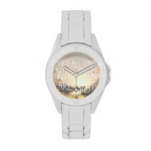 World traveler quote saying landscape clouds photo wrist watch