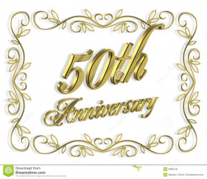 ... design for 50th anniversary background or invitation with golden text