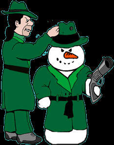funny cartoon of mobster making a snow man that looks like a mobster ...