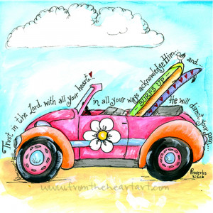 pink vw punch bug proverbs 3 5 6 the pink vw punch bug print is an ...
