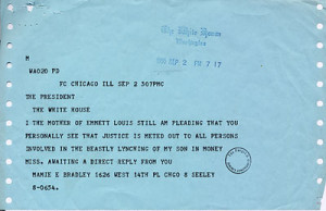 telegram Emmett Till's mother, Mamie Bradley, sent to President ...