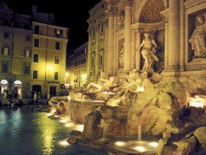 Trevi Fountain at Night, Rome, Italy, Art Print