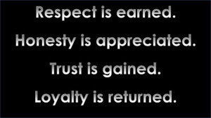 It's about Respect, Honesty, Trust, and Loyaltiy