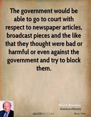 The government would be able to go to court with respect to newspaper ...