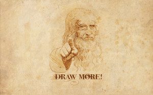 Da Vinci Inscription Portrait Drawing Artist Gesture Wallpaper with ...