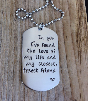 Custom dog tag hand stamped love quite gift for him military couple ...