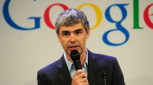 Google CEO Larry Page holds a press annoucement at Google headquarters ...