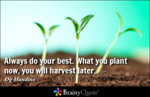 ... do your best. What you plant now, you will harvest later. - Og Mandino