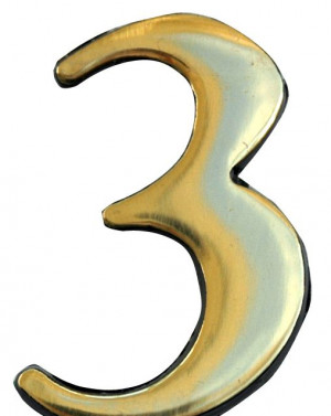 number 3 brass versatile heavy duty self adhesive backed numbers for ...