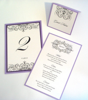 ... Scroll Wedding Reception Items - Menu, Table Number, Program