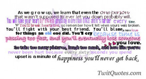 ... blame a new love for things an old one did.You'll cry because time is